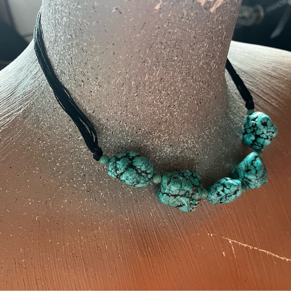 Turquoise Howlite Chunky Nugget Necklace